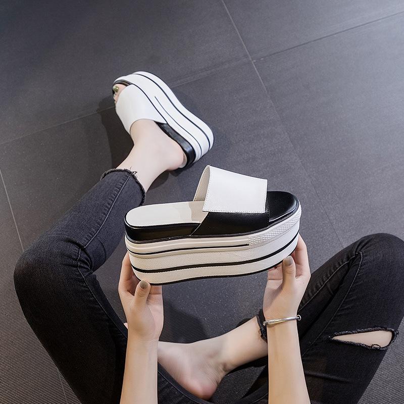 Slippers women outdoor wear genuine leather thick bottom slippers summer fashion sandals increased women CS-15, Black
Slippers women outdoor wear genuine leather thick bottom slippers summer fashion sandals increased women CS-15, Black