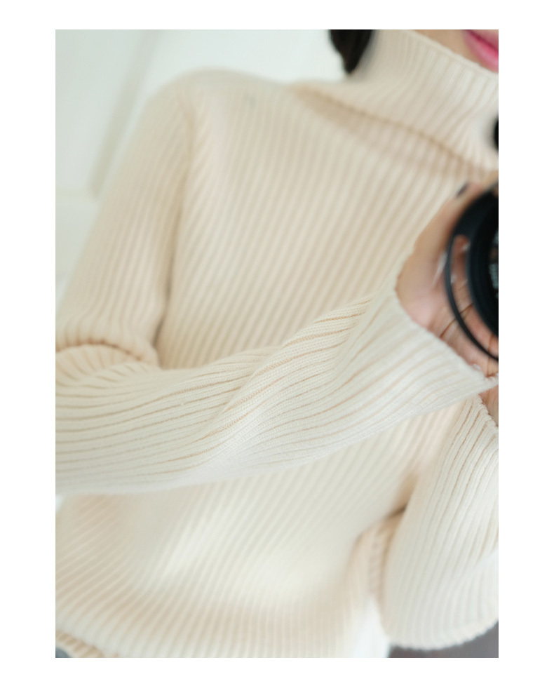 Turtleneck sweater women's base shirt autumn winter loose outer wear fashion inside pullover wool knit 201223