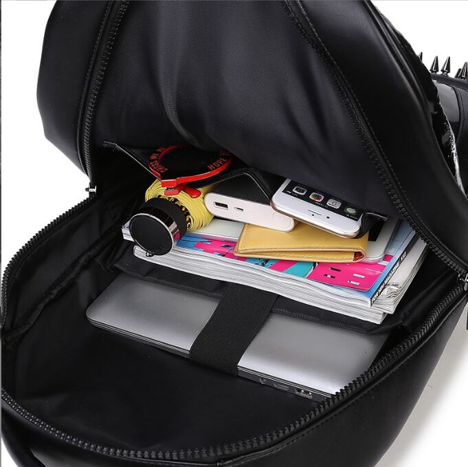 3D Embossed Men Backpack Travel Punk Rock Women Leather Backpack Grimace Owl Skull Fox Lion Pattern Backpacks Funny School Shoulder Bag