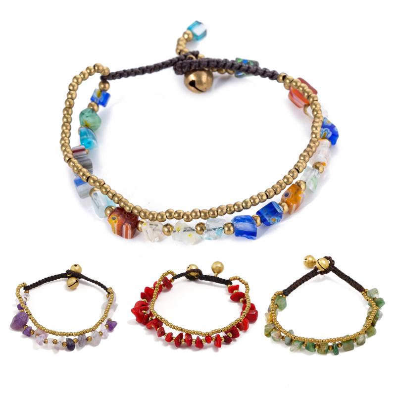 Handmade Layers Stone Alloy Beads Chain Bracelets for Women Bohemian Wax Rope Bell Friendship Jewelry Wholesales
Handmade Layers Stone Alloy Beads Chain Bracelets for Women Bohemian Wax Rope Bell Friendship Jewelry Wholesales