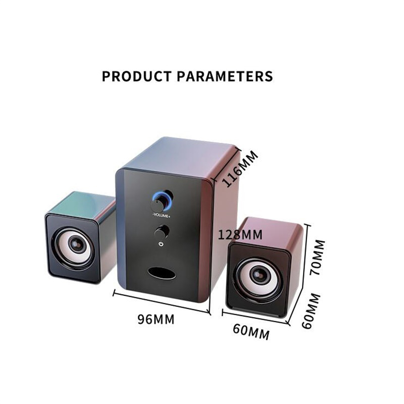 USB Wired Combination Speakers Desktop Laptop Sound Box Bass Stereo Music Player SubwooferPhones Computer 3pcsSet