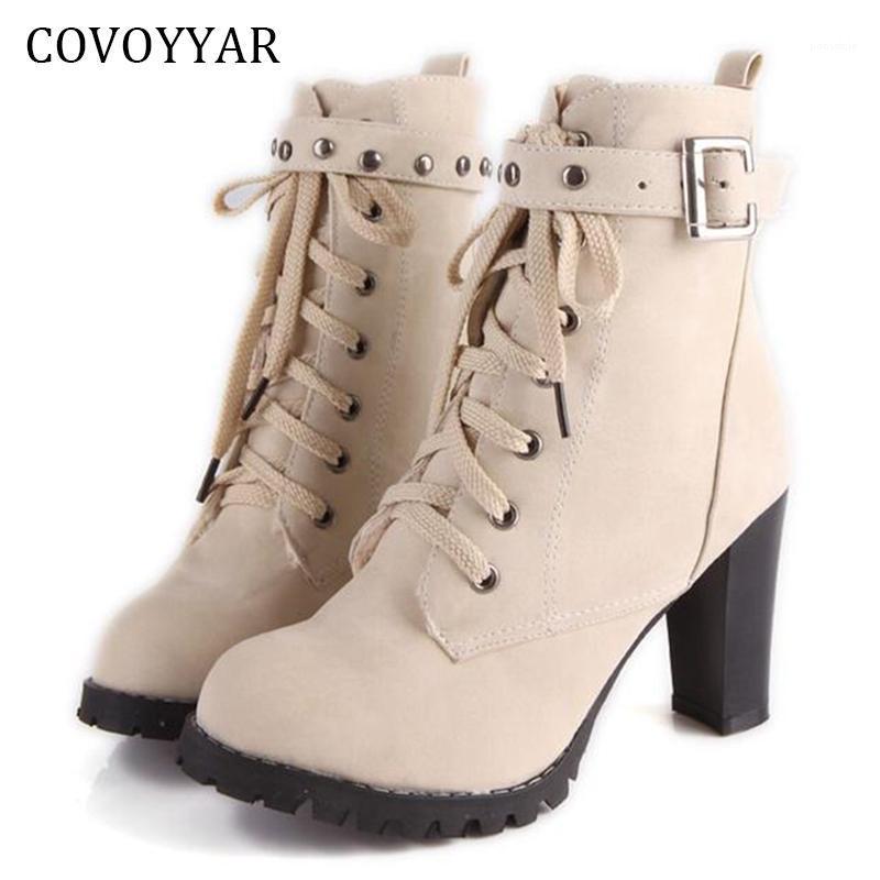 COVOYYAR 2020 Ankle Boots Autumn Winter Rivets Buckle Knight Booties Shoes Lace Up High Heel Women Shoes Big Sizes WBS7551, Beige
COVOYYAR 2020 Ankle Boots Autumn Winter Rivets Buckle Knight Booties Shoes Lace Up High Heel Women Shoes Big Sizes WBS7551, Beige