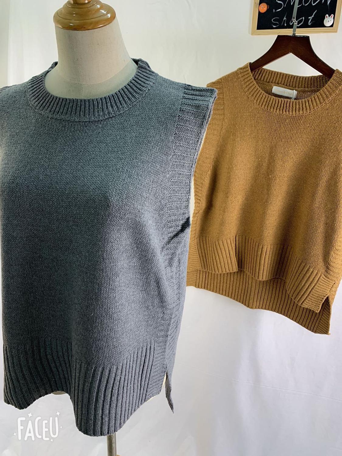 solid loose sweater spring autumn Women's vest knitted vest O neck joker knitted vest womens vests winter outerwear plus size 201211