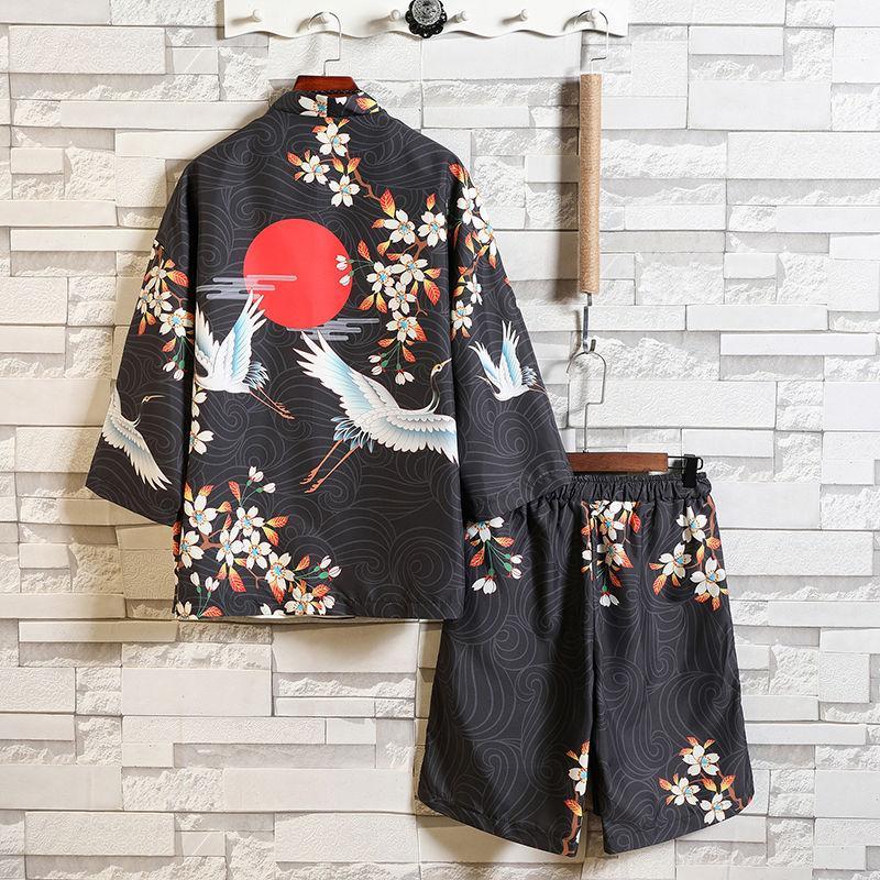 Men's Tracksuits Summer Beachwear Suits Two Pieces Sets Cardigan & Knee Length Pants Short Sleeves Robe Shirt Harajuku Kimono Suit Male Clot, White
Men's Tracksuits Summer Beachwear Suits Two Pieces Sets Cardigan & Knee Length Pants Short Sleeves Robe Shirt Harajuku Kimono Suit Male Clot, White