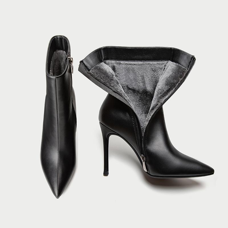 10cm Heel High Heel Plush Warm Short Boots Winter Point Women Ankle Boots Genuine Leather Black/red/grey Ladies
10cm Heel High Heel Plush Warm Short Boots Winter Point Women Ankle Boots Genuine Leather Black/red/grey Ladies