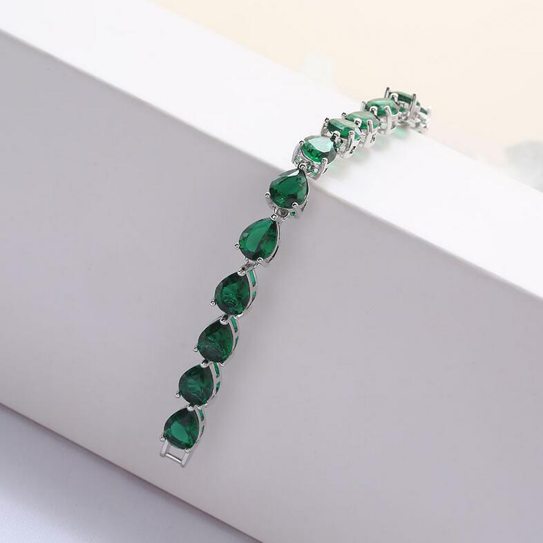 Dia - CZ Bracelet with Gold Water Drop Pear Cut Cubic Zirconia Wedding Bracelet, Rose Classics Jewelry Gift Free shipping