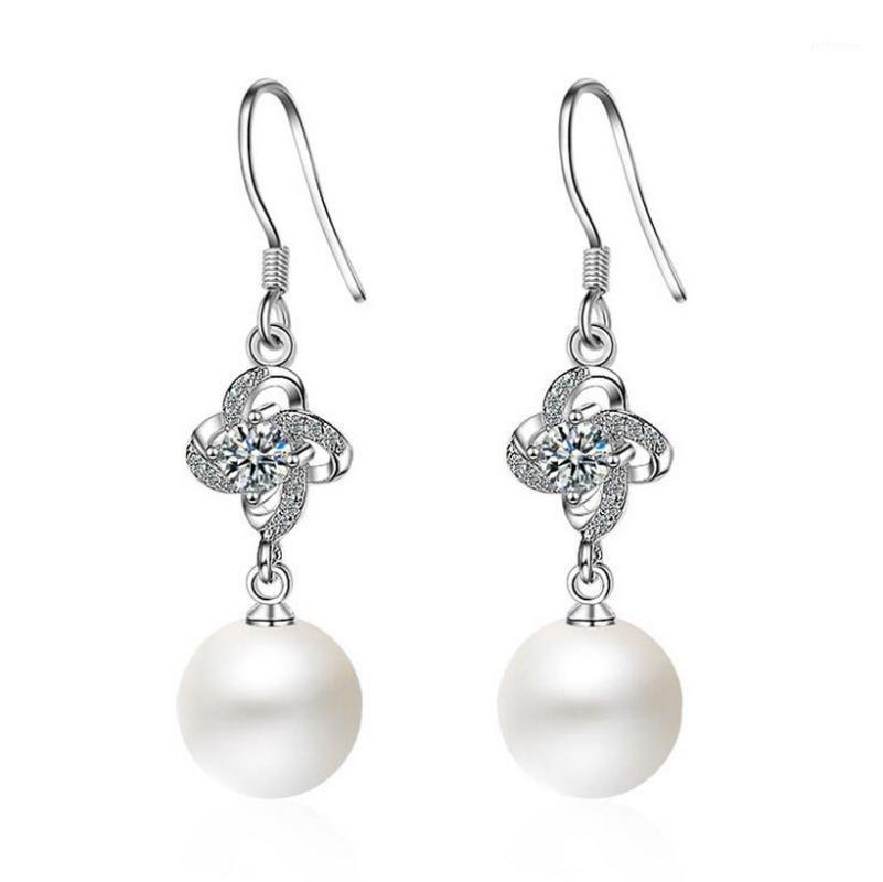 Fashion 925 Silver White Zircon Pearl Flower Dangle Earrings for Girls Women Simple Wedding Party Earrings Jewelry Gift EH2421
Fashion 925 Silver White Zircon Pearl Flower Dangle Earrings for Girls Women Simple Wedding Party Earrings Jewelry Gift EH2421