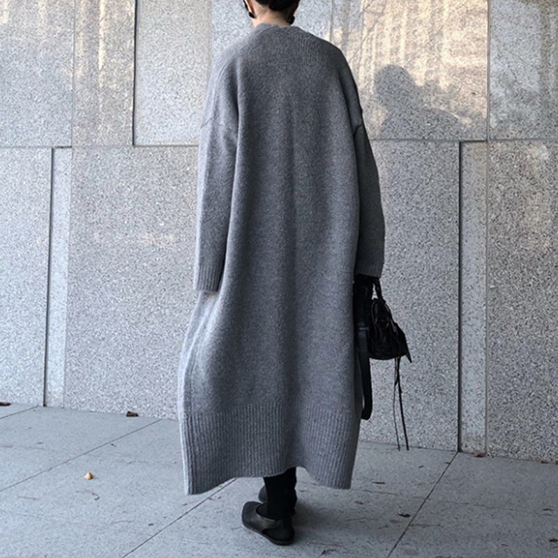 Lucyever Autumn Winter Long Sweater Cardigan Women Thick Knitted Long Sleeve Jumper Woman Casual Open Stitch Loose Coat Ladies 201202