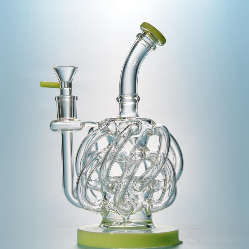 Super Vortex Glass Bong Dab Rig Tornado Cyclone Recycler Rigs 12 Recycler Tube Water Pipe 14mm Joint Oil Rigs Bongs with Heady Bowl FY2370