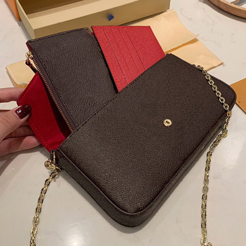 With Box Three-piece Crossbody Brown Letter Flower Leather Fashion Chain Shoulder Bag Handbag Mini Wallet Card Holder Fashion Bag Wallet, Red
With Box Three-piece Crossbody Brown Letter Flower Leather Fashion Chain Shoulder Bag Handbag Mini Wallet Card Holder Fashion Bag Wallet, Red