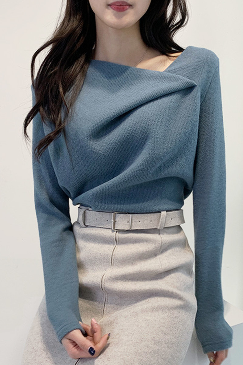 Woherb Women Autumn Winter Pullover Sweater Pleated Tops Knit Asymmetrical Sweaters Korean Jumper Sueteres De Mujer 201221