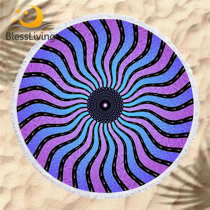 BlessLiving Swirl Beach Towel Geometric Wave Microfiber Round Bath Towel Blue Purple Sunblock Blanket Dizzy Illusion Beach Mat
BlessLiving Swirl Beach Towel Geometric Wave Microfiber Round Bath Towel Blue Purple Sunblock Blanket Dizzy Illusion Beach Mat