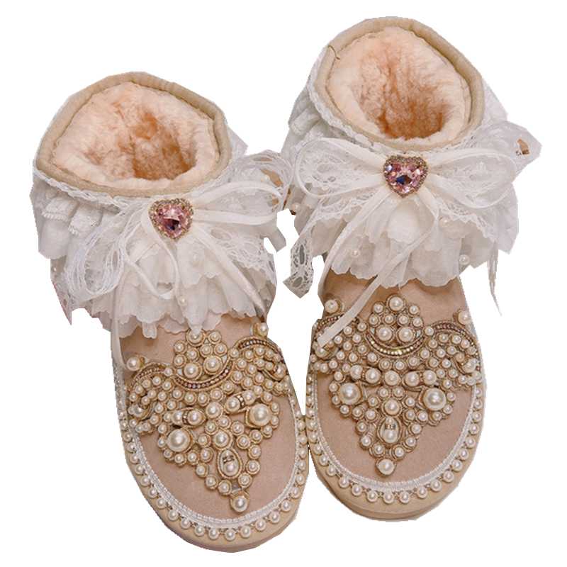 Luxury Pearls Beaded Ladies Snow Boots 2021 Sweet Lace Tassel Gem Rhinetones Ankle Booties Cow Suede Warm Fur Winter Shoes Woman, As photo
Luxury Pearls Beaded Ladies Snow Boots 2021 Sweet Lace Tassel Gem Rhinetones Ankle Booties Cow Suede Warm Fur Winter Shoes Woman, As photo