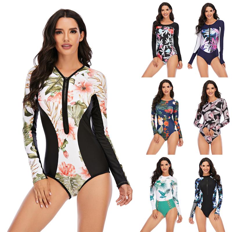 One-Piece Suits 2022 Women Swimsuit UV Sun Protection Long Sleeve Rash Guard Zipper Swimwear Printed Surfing Suit Guards Bathing
One-Piece Suits 2022 Women Swimsuit UV Sun Protection Long Sleeve Rash Guard Zipper Swimwear Printed Surfing Suit Guards Bathing