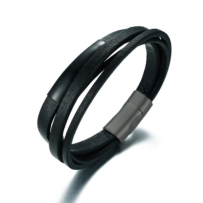 Hot Sell Men's Bracelet Black Multilayers Genuine Leather Bracelet Stainless Steel Bracelets Men Simple Style Jewelry
Hot Sell Men's Bracelet Black Multilayers Genuine Leather Bracelet Stainless Steel Bracelets Men Simple Style Jewelry