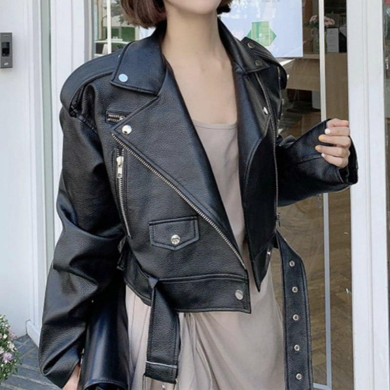 Mozuleva Winter Coat Retro High Street Turn-down Neck Women PU Leather Jacket Short Black Faux Leather Jacket Female Loose 201226