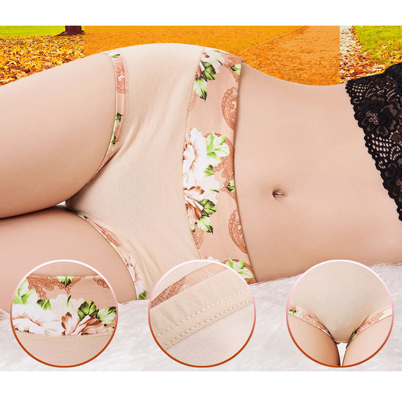 6pcs/lot Underwear Women Panties Sexy Cotton Girls Briefs Printed Intimate Plus Size Underwear Lady Breathable Underpants 201112