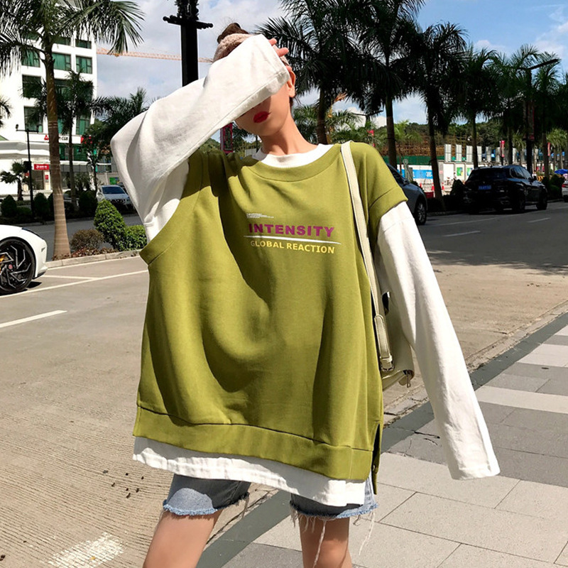 New Fake Korean kawaii from two amendment pieces t female sleeve neck autumn tops casual shirt printed letter harajuku 6T59, Black
New Fake Korean kawaii from two amendment pieces t female sleeve neck autumn tops casual shirt printed letter harajuku 6T59, Black