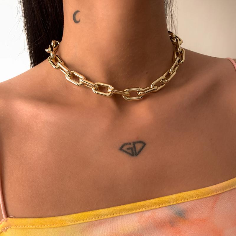 Fashion Chunky Thick Link Metal Necklace Women Personality Hip-Hop Goth Punk Steam Clavicle Chain Necklace Charm Party Jewelry, Golden;silver
Fashion Chunky Thick Link Metal Necklace Women Personality Hip-Hop Goth Punk Steam Clavicle Chain Necklace Charm Party Jewelry, Golden;silver