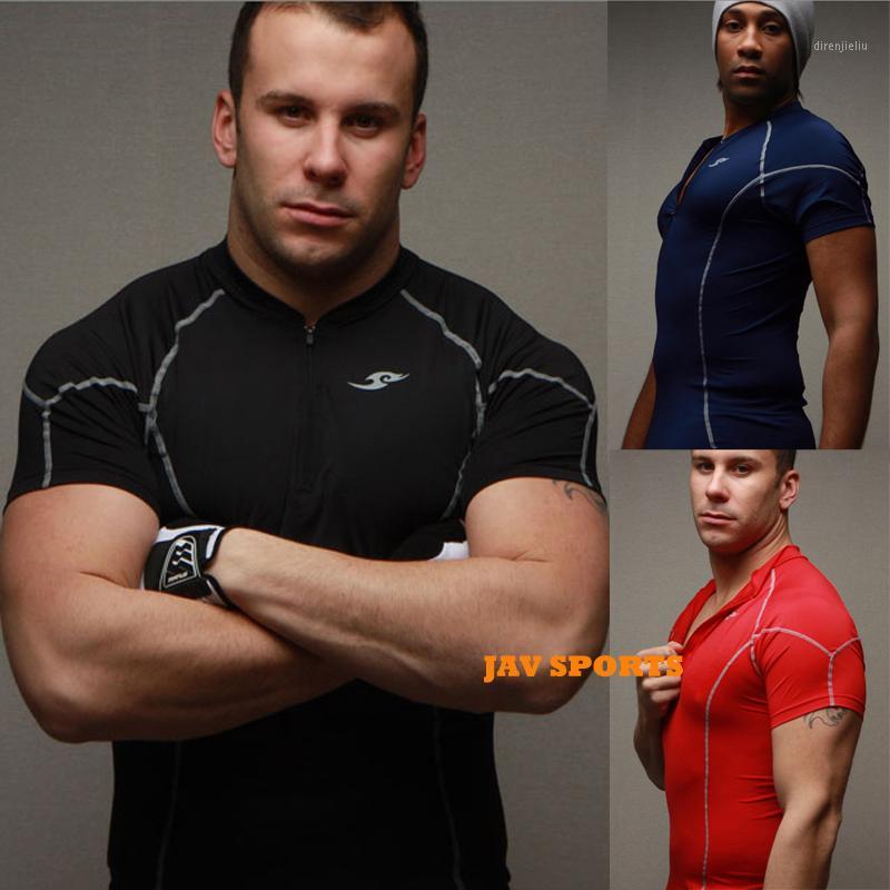 Elastic slim fit bodybuilding quick-drying sports t-shirts shirt men(SKU12050252)1, Black