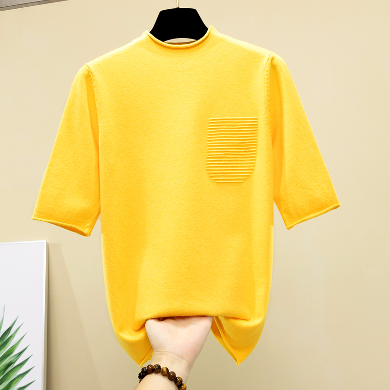 Half sleeve tops women knitted sweater half turtleneck korean modis pullover all match spring and summer new arrival 201111wtt