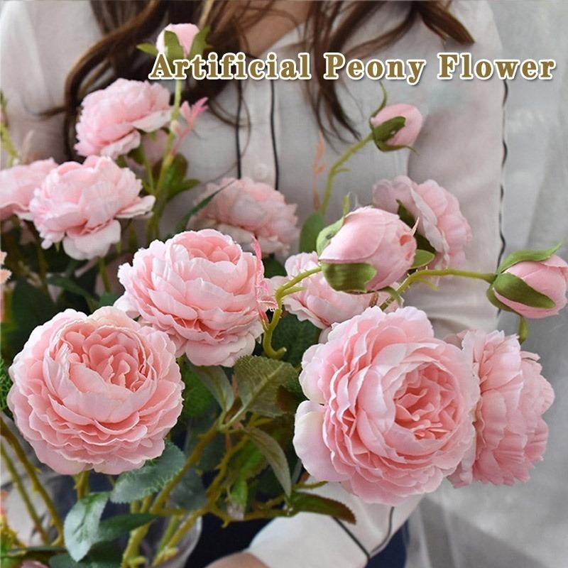 61cm Rose Artificial Flowers Bouquet Silk Peony Rose Fake Flowers for Home Wedding Stage Party Decoration Indoor Flower, Red
61cm Rose Artificial Flowers Bouquet Silk Peony Rose Fake Flowers for Home Wedding Stage Party Decoration Indoor Flower, Red