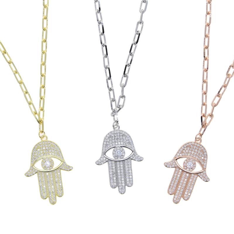 Turkish Hamsa Hand Pendant Necklace Gold Color 5A Cubic Zirconia CZ Paved Sparking Bling Fatima Hand Jewelry
Turkish Hamsa Hand Pendant Necklace Gold Color 5A Cubic Zirconia CZ Paved Sparking Bling Fatima Hand Jewelry