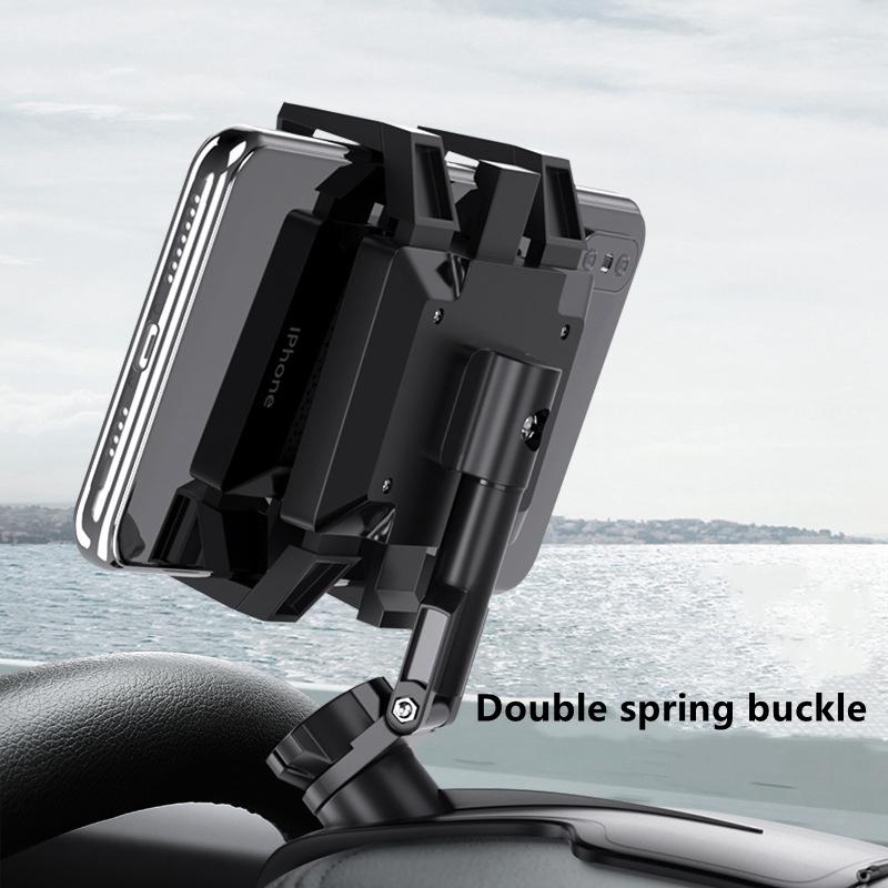 New Car Phone Holder 1200 Degree rotation rearview mirror Sun Visor dashboard GPS mobile navigation Bracket With Parking Card