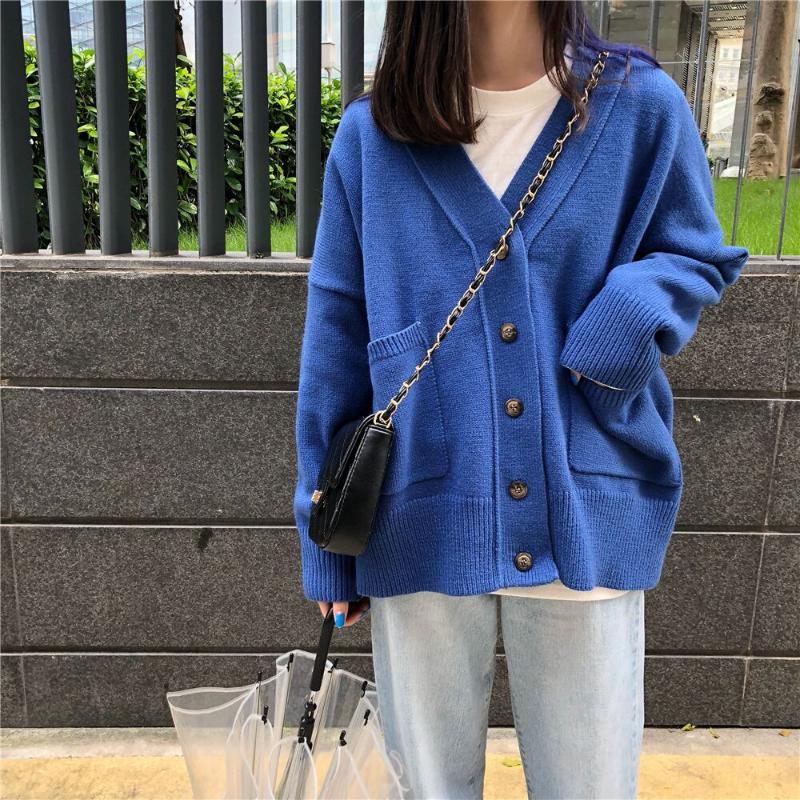 Solid V-Neck Autumn Winter Single Breasted Cardigan Women Knitted Warm Lazy Pocket Sweater Retro Simple Casual Loose JumperW202, Green
Solid V-Neck Autumn Winter Single Breasted Cardigan Women Knitted Warm Lazy Pocket Sweater Retro Simple Casual Loose JumperW202, Green