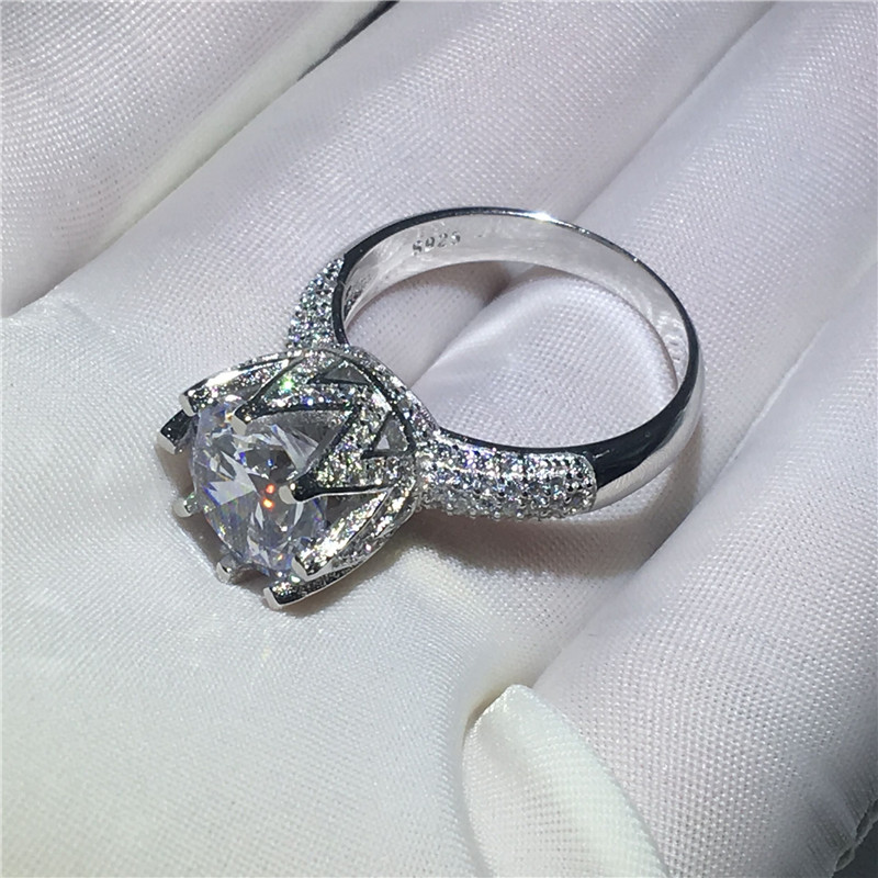 Queen Crown 4ct Lab Diamond Ring 925 sterling silver Engagement Wedding band Rings for Women Bridal Anniversary Party Jewelry