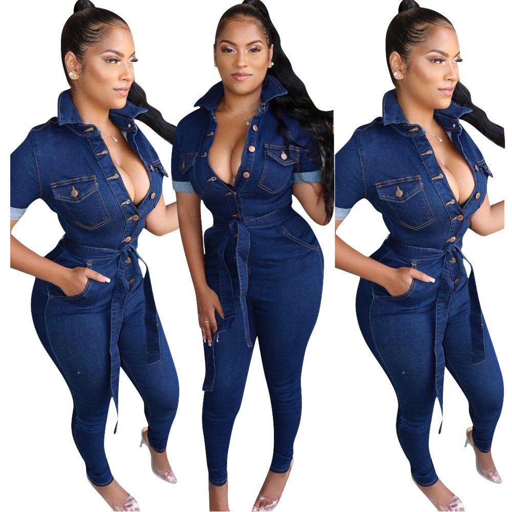 Fashion Women Blue Jeans Jumpsuits High Quality Female Short Sleeves Turn Down Neck Skinny Denim Rompers Real Picture 2020 A1119
Fashion Women Blue Jeans Jumpsuits High Quality Female Short Sleeves Turn Down Neck Skinny Denim Rompers Real Picture 2020 A1119