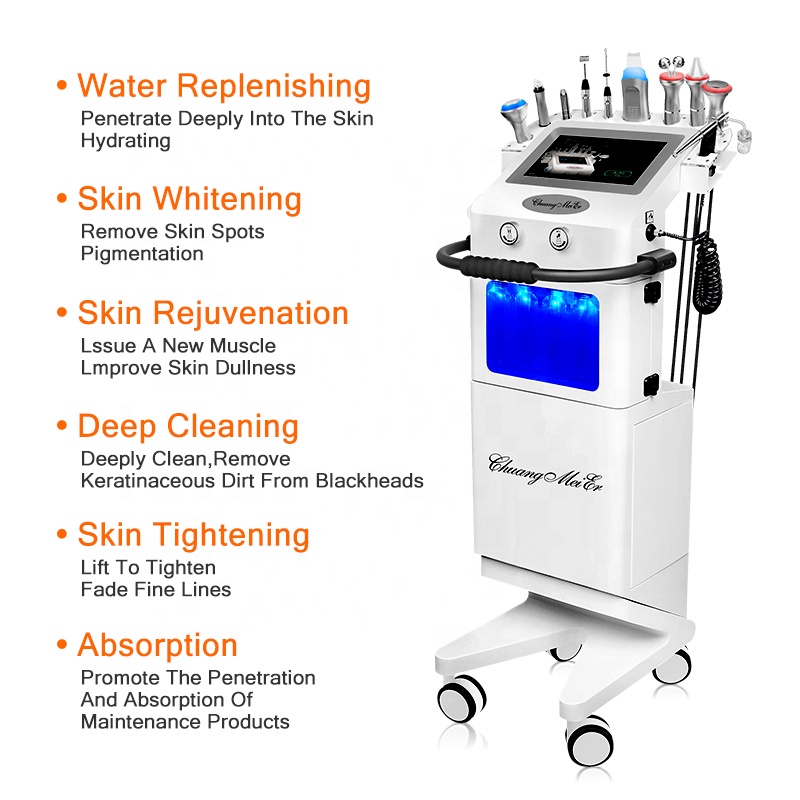 Vertical Hydra facial cleaning Microdermabrasion H2O2 oxygen beauty machine with high powerful vacuum pump aqua peel oxygen beauti equipment