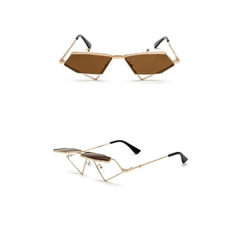 Sunglasses Zowensyh Fashion Ins Flip Sun Rack Ladies Hip Hop Retro Steam Punk Makes Fun Triangular Hollowedout Glasses