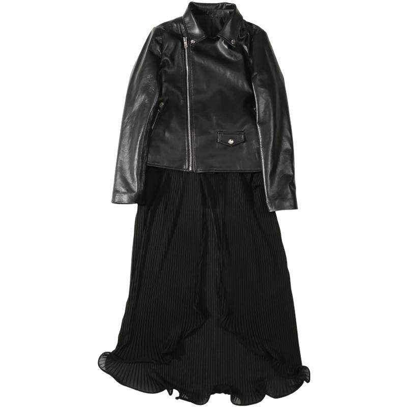2020 spring new Coat Female Short Section Version of The Self-cultivation Motorcycle Jacket Tulle Skirt Real Leather Jacket, Black
2020 spring new Coat Female Short Section Version of The Self-cultivation Motorcycle Jacket Tulle Skirt Real Leather Jacket, Black