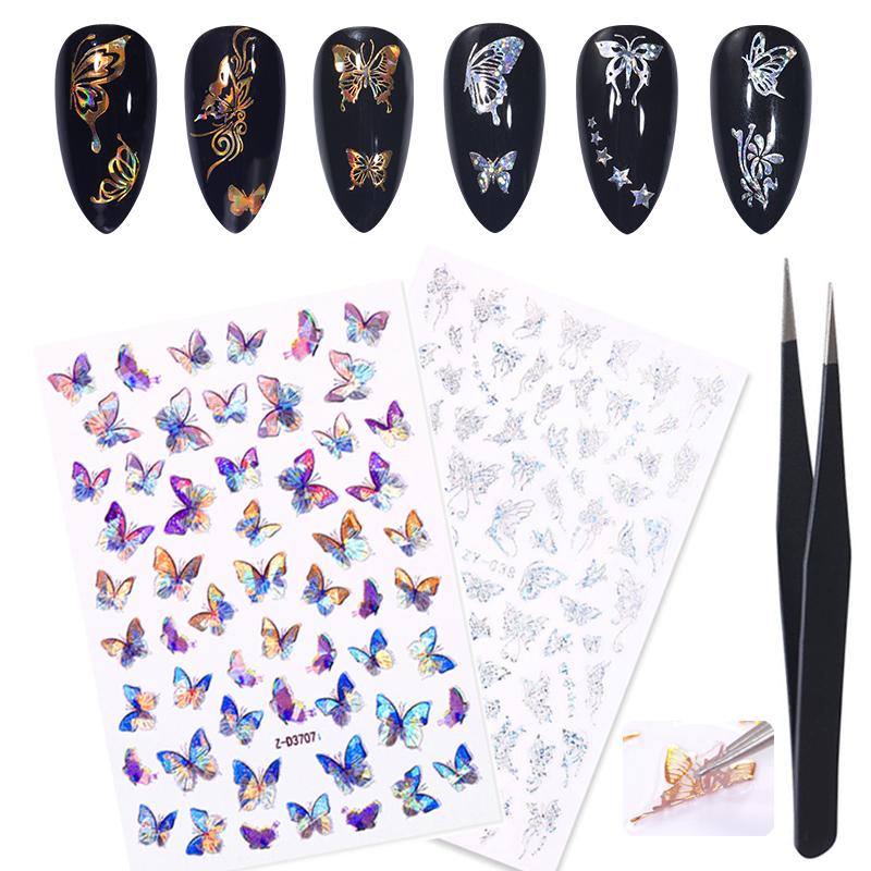 2pcs Holographics 3D Laser Silver Gold Butterfly Nail Stickers With Tweezer Set Nail Decals DIY Slider For Art Decoration, 2pcs set 9
2pcs Holographics 3D Laser Silver Gold Butterfly Nail Stickers With Tweezer Set Nail Decals DIY Slider For Art Decoration, 2pcs set 9