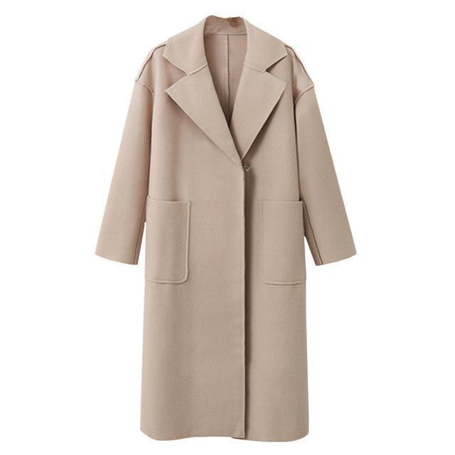 Designer Jacket Women Autumn Winter Wool Coat Women Casual Coat Vintage Solid Long Sleeve Thick Coats Female Elegant Warm Black Casaco Feminino Womens