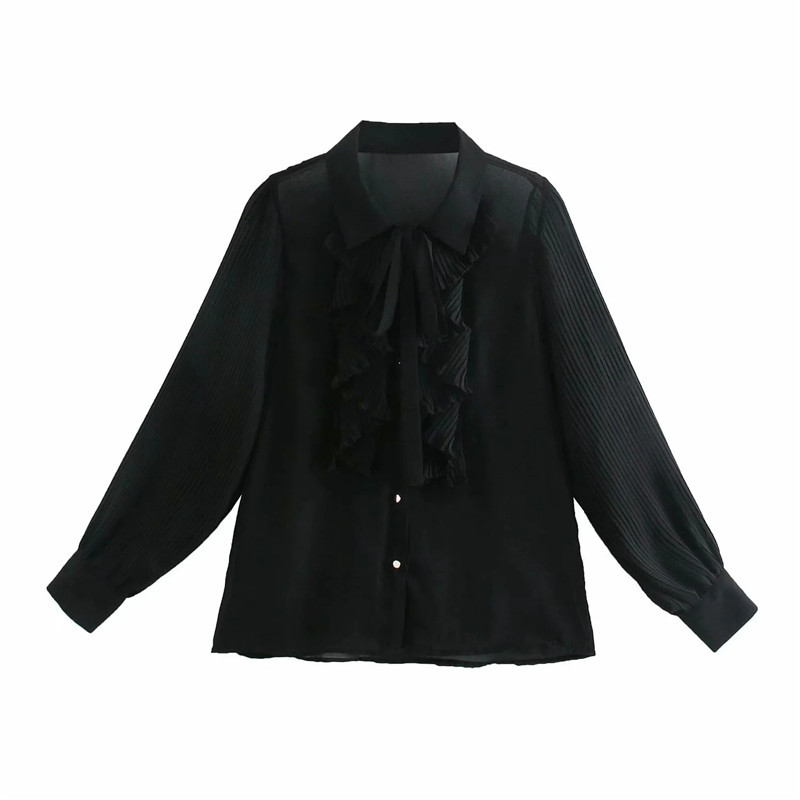 New Ruffle Black Chiffon Blouse Women 2021 Fashion Pleated Long Sleeve Top Female Chic Bow Tied Collared Button-up Shirt Poiz
New Ruffle Black Chiffon Blouse Women 2021 Fashion Pleated Long Sleeve Top Female Chic Bow Tied Collared Button-up Shirt Poiz
