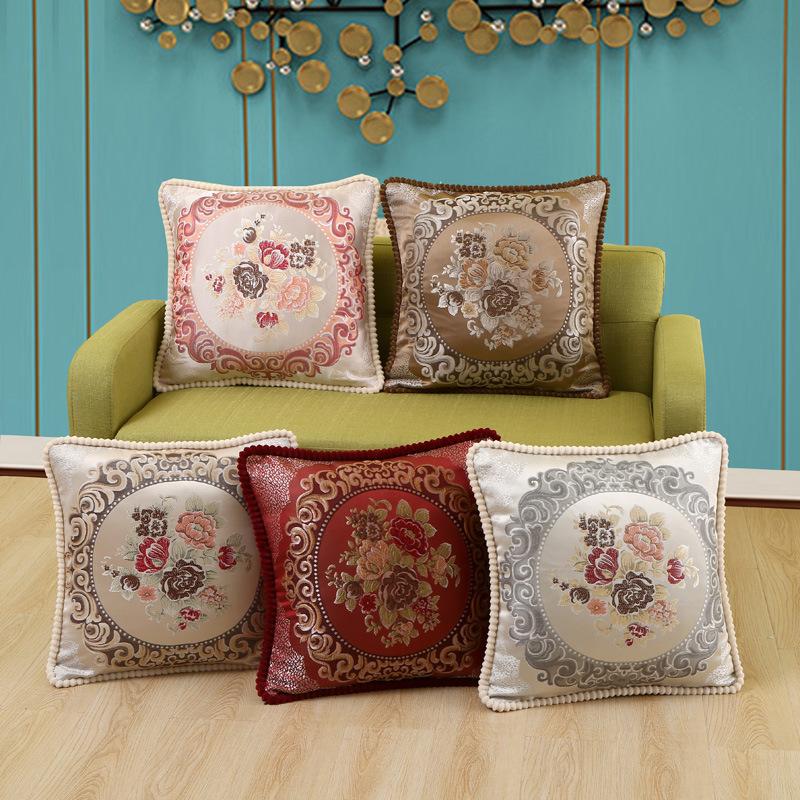 

European Jacquard Cushion Covers Luxury Embroidered Pillowcase Pillows Decorative Sofa Elegant Cushion Cover 58x58cm / 48x48cm, Color2