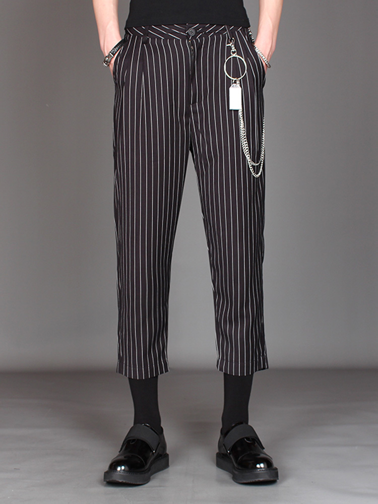2021 New M-3xl. Spring/summer of Men Striped Wide-leg s with Metal Chain Garnish Eight-point Men's Casual Harem Pant Pants Q14J, Black.
2021 New M-3xl. Spring/summer of Men Striped Wide-leg s with Metal Chain Garnish Eight-point Men's Casual Harem Pant Pants Q14J, Black.