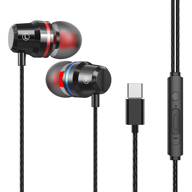Metal Super Bass Type-C Earphone Wired in-ear Sports Earphones for Huawei P30 pro Xiaomi Oneplus Stereo Headset With Mic High Quality
