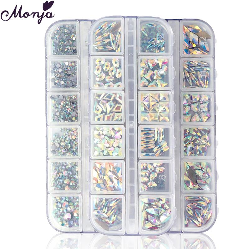 Monja 12 Grids/Box 3D Charm Colorful Multi-size Mixed Shape Crystal Jewelry Nail Art AB Flat Rhinestones DIY Manicure Decoration 
Monja 12 Grids/Box 3D Charm Colorful Multi-size Mixed Shape Crystal Jewelry Nail Art AB Flat Rhinestones DIY Manicure Decoration