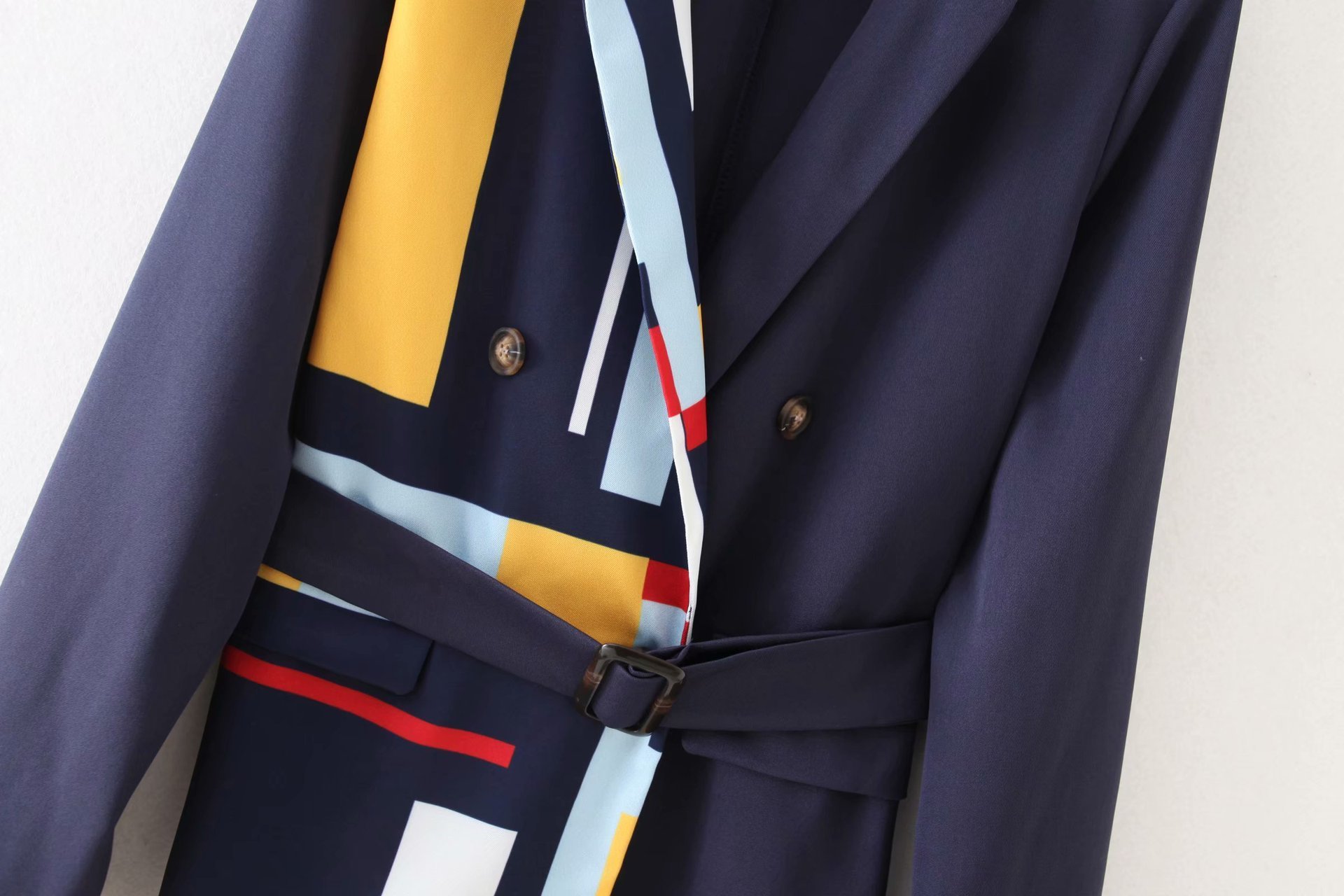 EWQ Autumn Sweet Blazer Women Jacket Patchwork Laceup Ladies Suit Korean Style Contrast Stripes Office Coat 201114