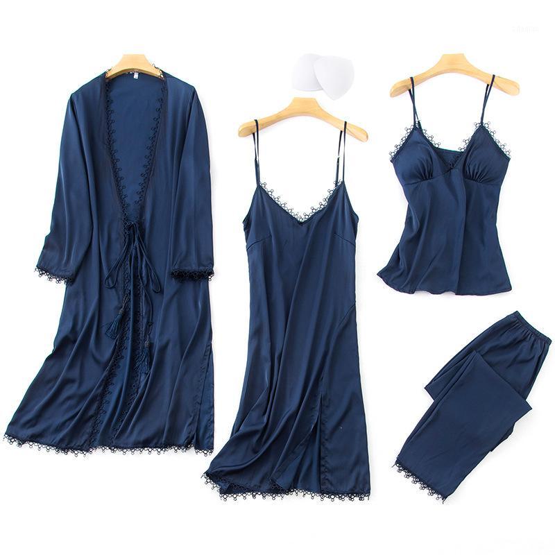 Satin INTIMATE LINGERIE Casual Home Clothing 4PCS Long Robe Set Women Sleepwear Kimono Gown Summer New Nightwear Homewear1, Green
Satin INTIMATE LINGERIE Casual Home Clothing 4PCS Long Robe Set Women Sleepwear Kimono Gown Summer New Nightwear Homewear1, Green