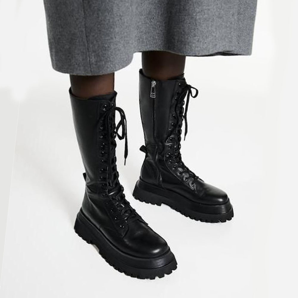 Hot Sale 2021 Brand New Fashion Genuine Leather INS HOT Sale Chunky Heels Platform Motorcycles Boots Shoes Women Leather Lady Footwear