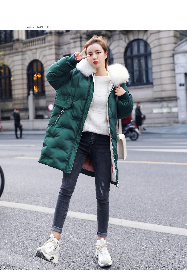 Cotton Jacket Women's Mid-length Loose-Fit Slimming Hooded Early Winter New Style WOMEN'S Coat 201019