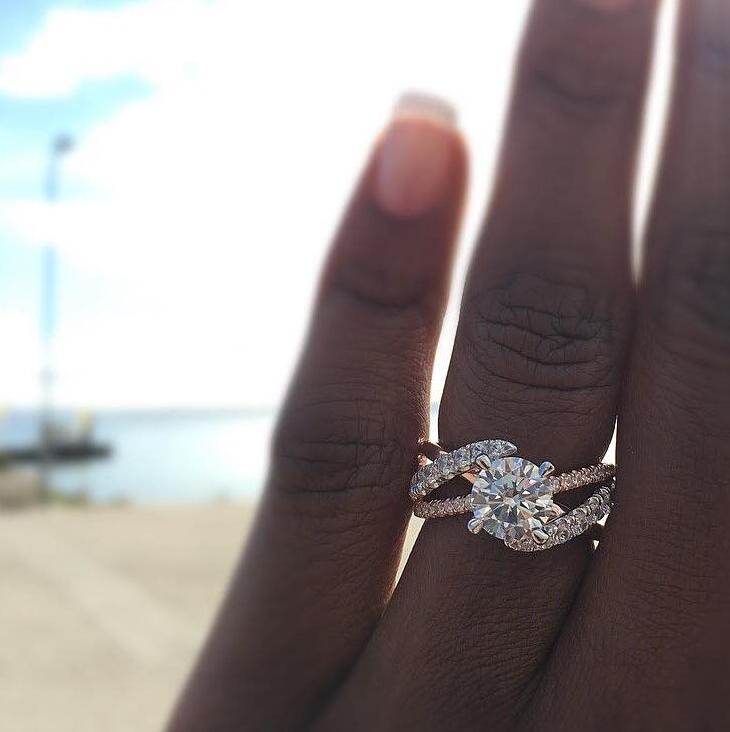 Sterg Sier Rose Gold Filled White Topaz CZ Round Cut Women's Wedding Engagement Band Ring