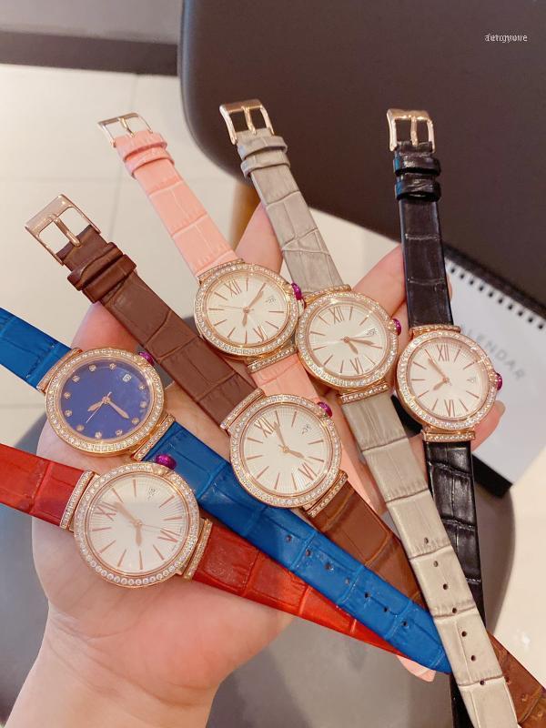Women Designer Watches 33mm Quartz Movement Lady Diamond Watch Fashion Round Wristwatches Leather Strap Casual Lady Watches11, Blue
Women Designer Watches 33mm Quartz Movement Lady Diamond Watch Fashion Round Wristwatches Leather Strap Casual Lady Watches11, Blue