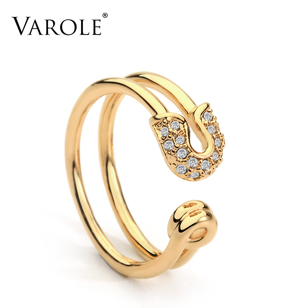 VAROLE Unique Paper Clip Gold Color Midi Ring Shining Crystal Fashion Knuckle Rings For Women Jewelry Bagues Anillos mujer от DHgate WW