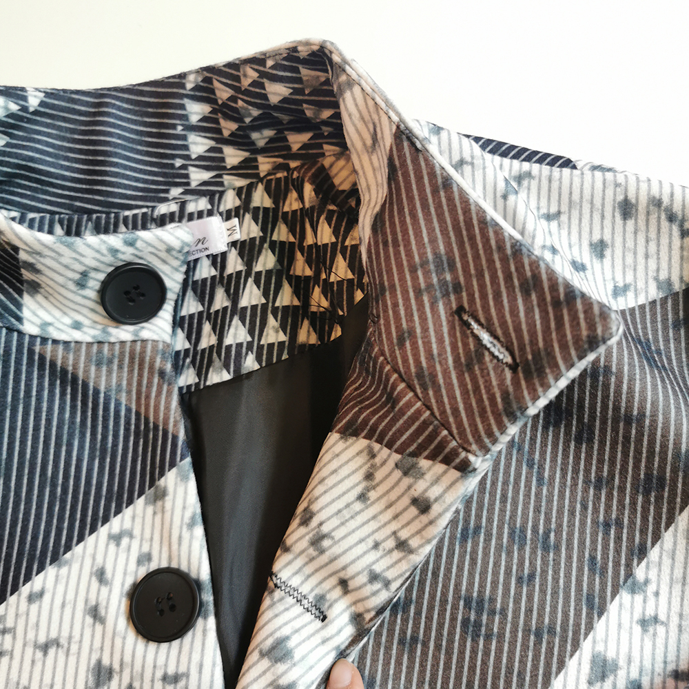 Men Autumn Long Coat Geometric Color Block Print Button Lapel Fashion Office Winter Jacket Casual Wool Coats Oversized New 201222