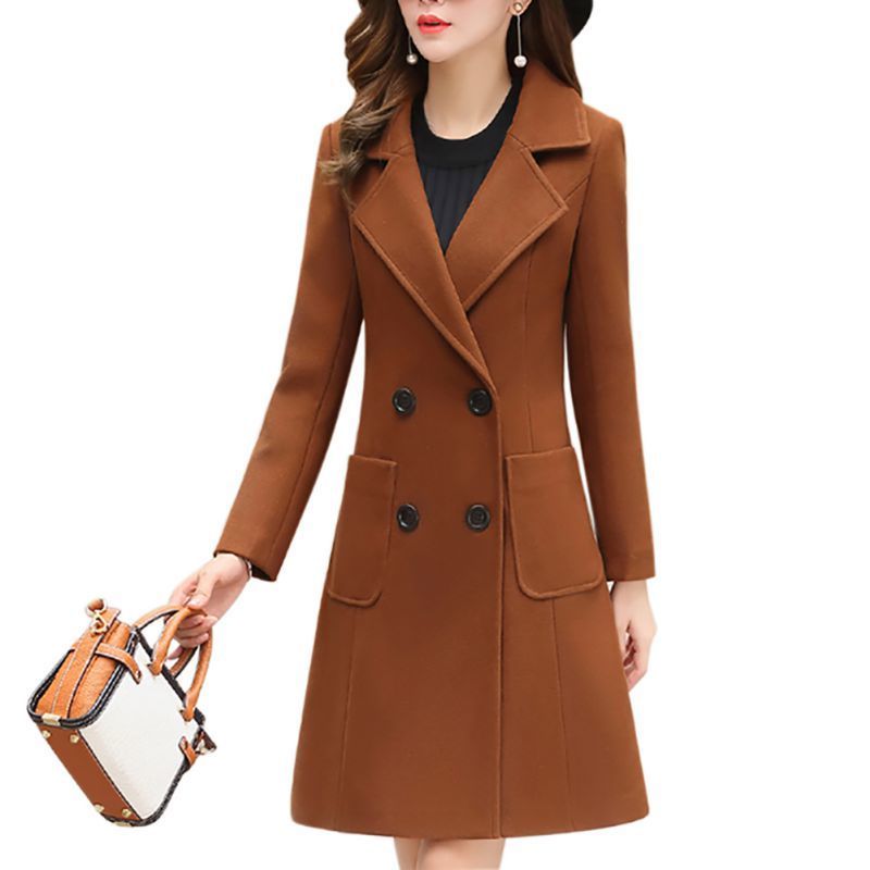 Long Slim Blend Outerwear Women Overcoat Wool Coat Autumn Winter Jacket Clothes 201110